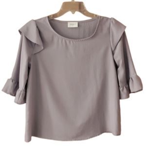 Everly Lightweight Grey Flutter Boho Blouse Size‎ Womans Medium